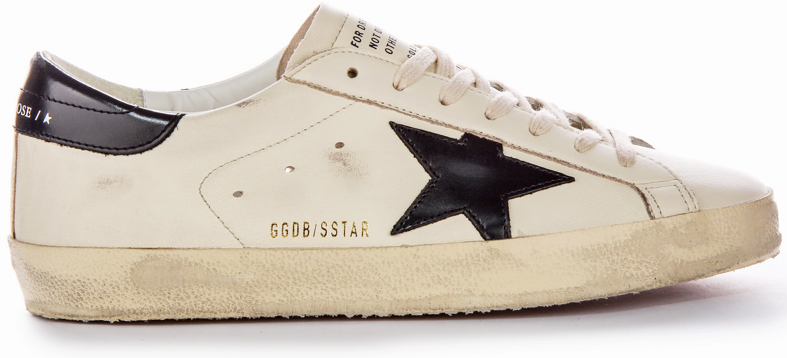 Golden Goose Super Star In Washed White Black For Men Shoes Golden Goose