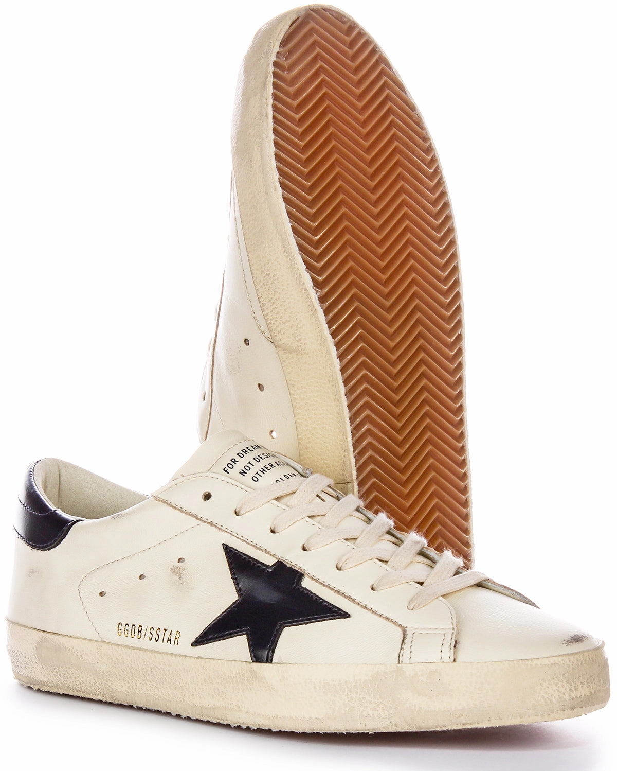 Golden Goose Super Star In Washed White Black For Men Shoes Golden Goose
