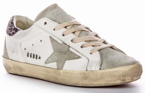 Golden Goose Super Star In White Grey For Women Shoes Golden Goose