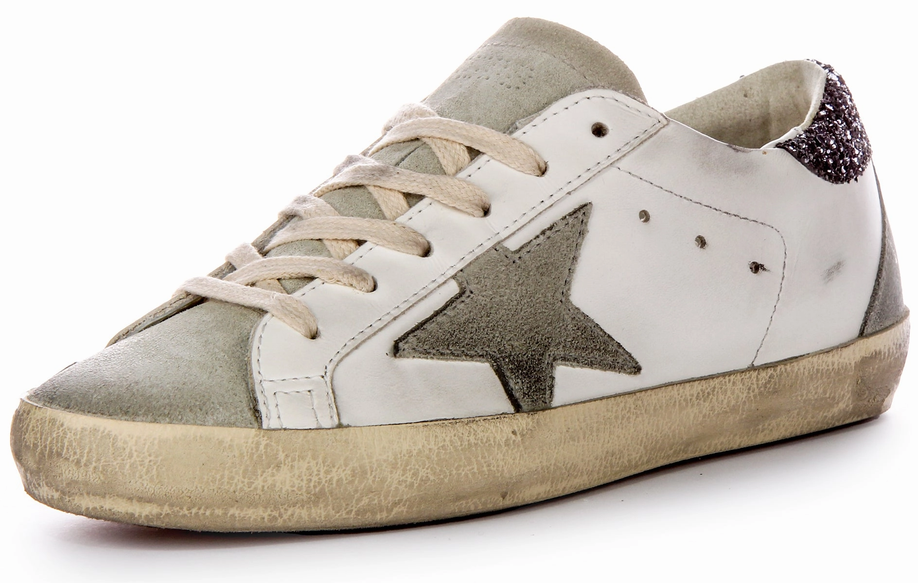 Golden Goose Super Star In White Grey For Women Shoes Golden Goose