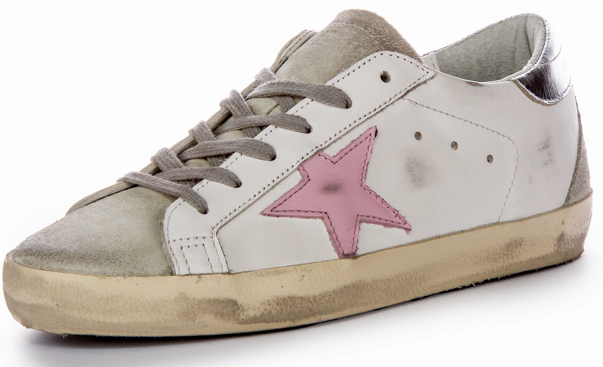 Golden Goose Super-Star In White Pink For Women Shoes Golden Goose