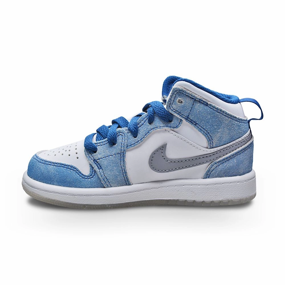 Kids Nike Air Jordan 1 Mid SE (PS) - DR6237 401 - French Blue Fire Red White