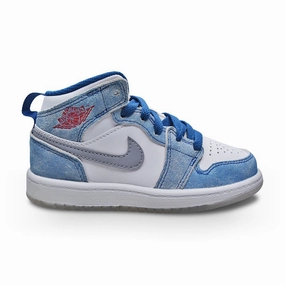 Kids Nike Air Jordan 1 Mid SE (PS) - DR6237 401 - French Blue Fire Red White