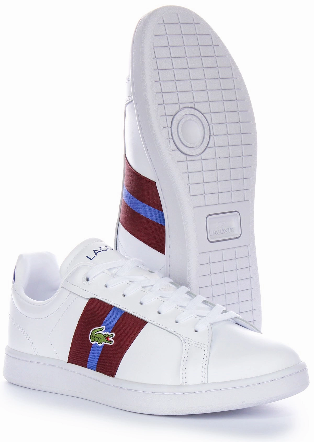Lacoste Carnaby Pro CGR In White Burgundy For Men Shoes Lacoste