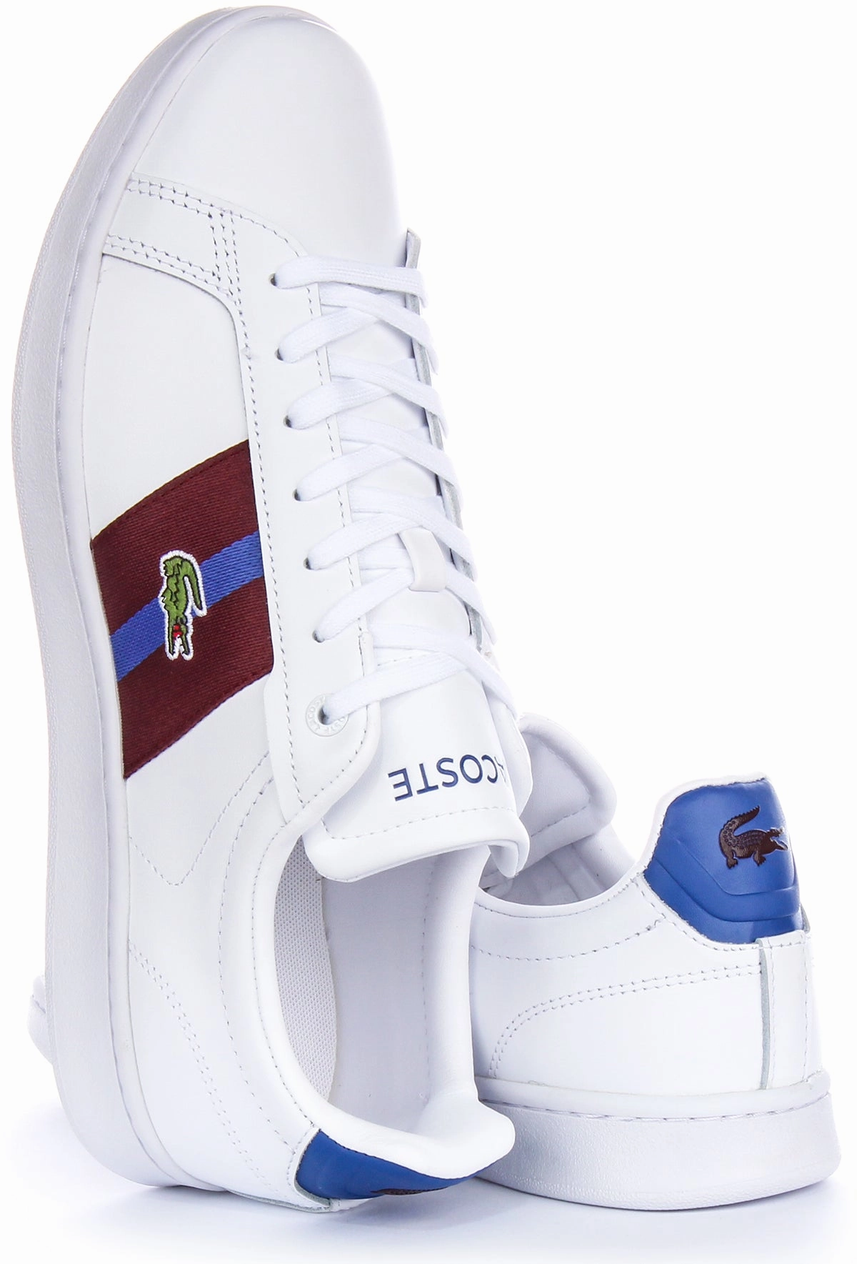 Lacoste Carnaby Pro CGR In White Burgundy For Men Shoes Lacoste