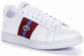 Lacoste Carnaby Pro CGR In White Burgundy For Men Shoes Lacoste