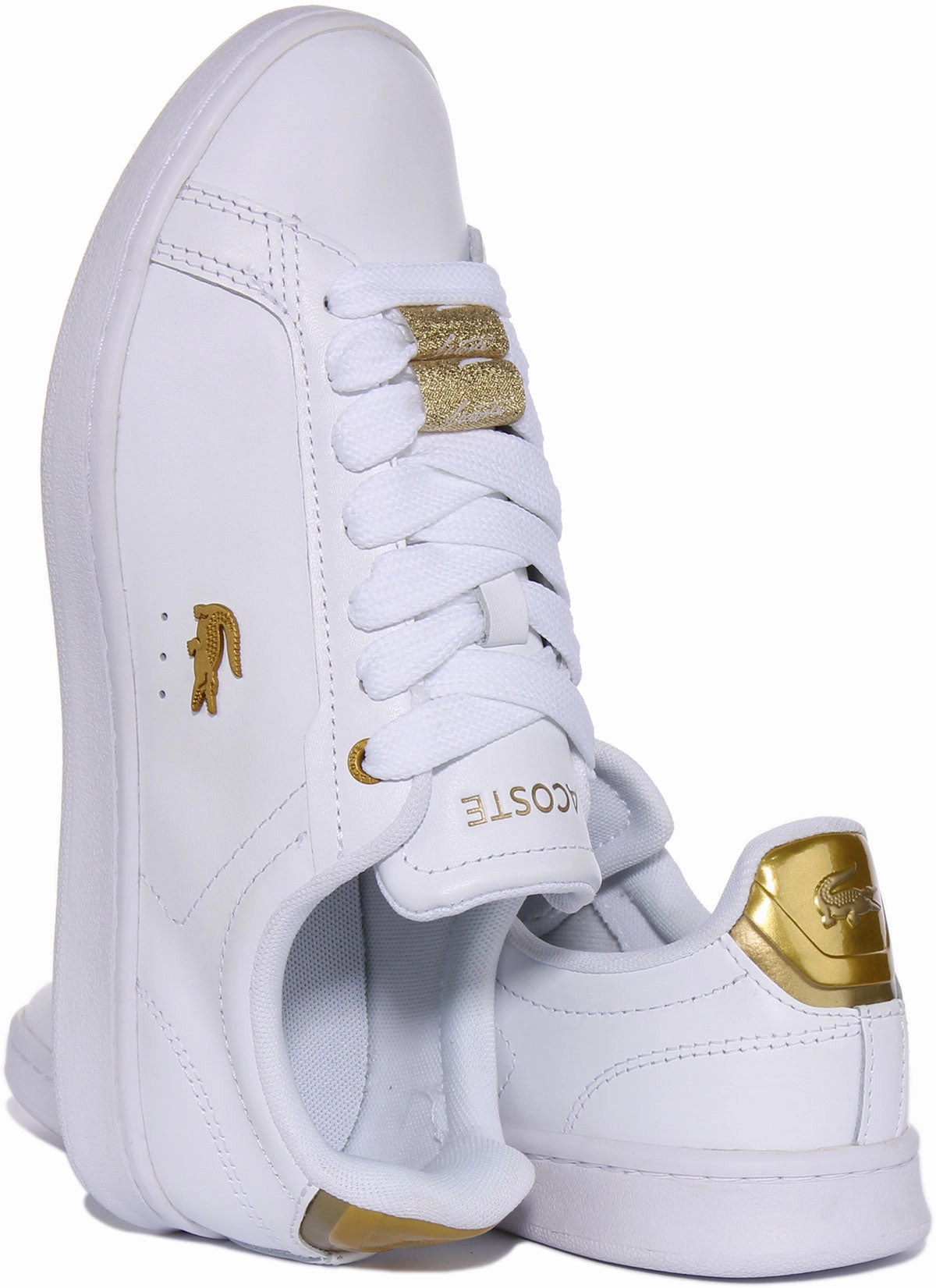 Lacoste Carnaby Pro In White Gold For Women Shoes Lacoste