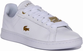Lacoste Carnaby Pro In White Gold For Women Shoes Lacoste