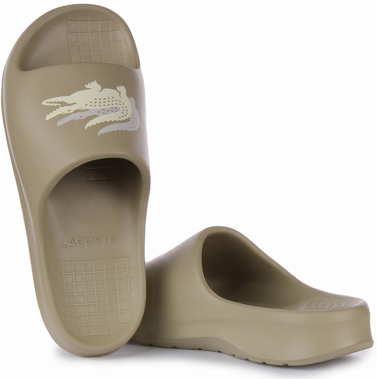 Lacoste Serve Slide 2.0 In Khaki Grey For Women Shoes Lacoste