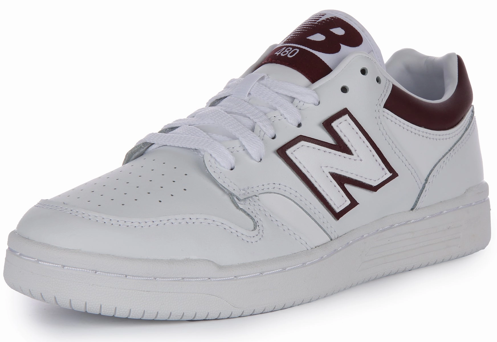 New Balance BB 480 LDB In White Maroon For Men Shoes New Balance