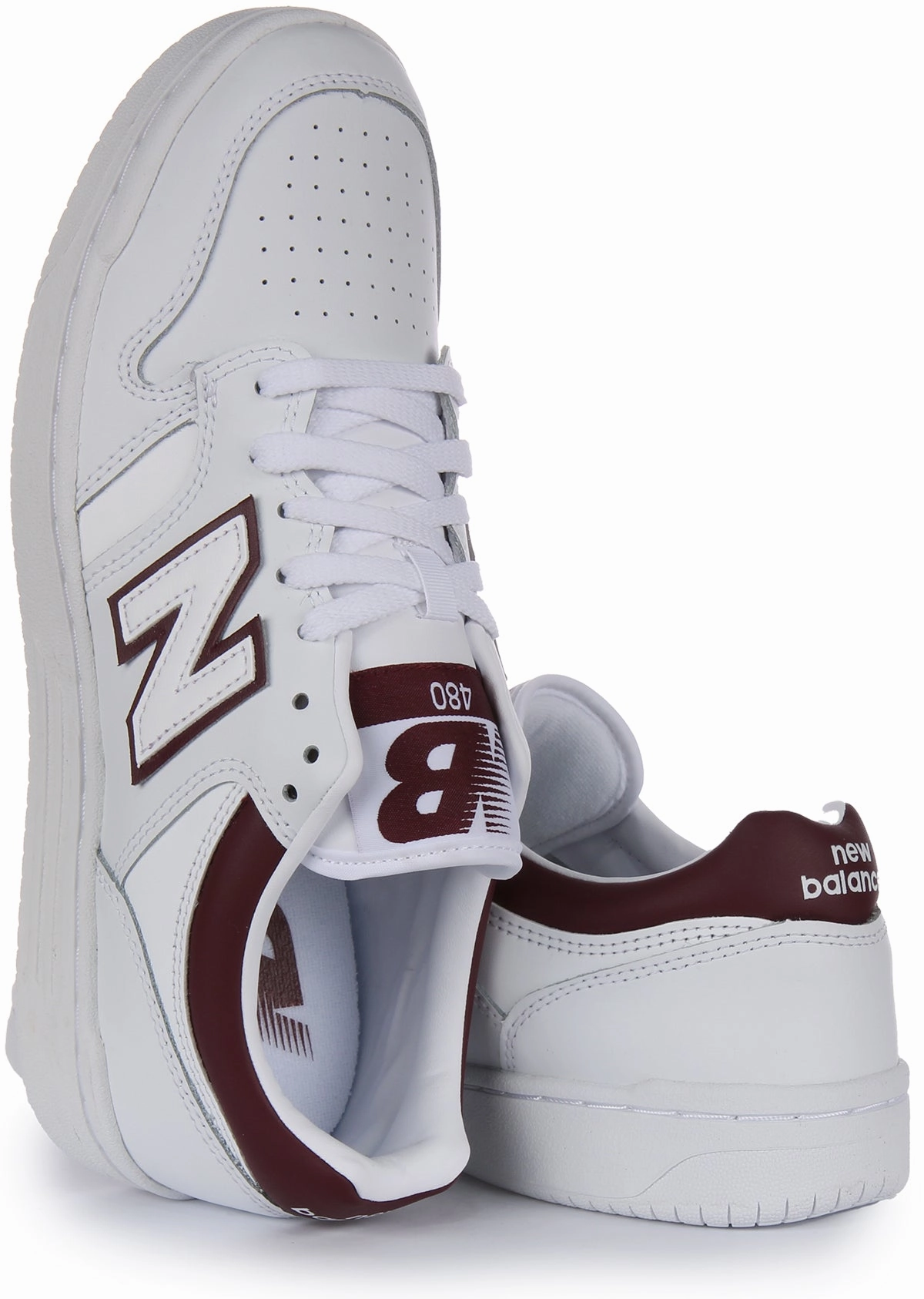 New Balance BB 480 LDB In White Maroon For Men Shoes New Balance