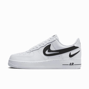 Nike Air Force 1 Low Cut Out Swoosh White Black (GS)