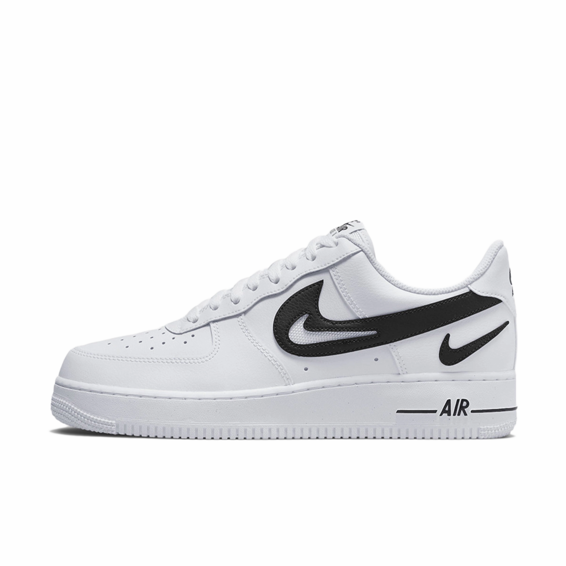 Nike Air Force 1 Low Cut Out Swoosh White Black (GS)