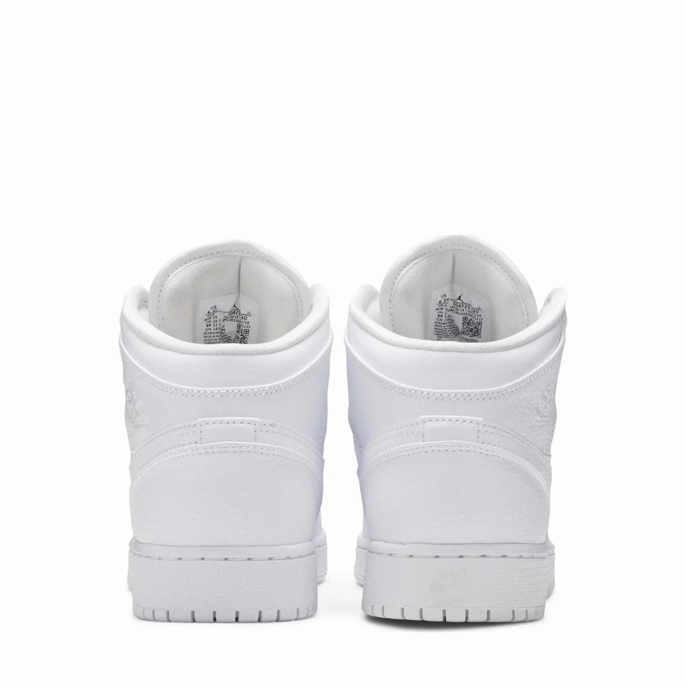 NIKE AIR JORDAN1 MID GS TRIPLE WHITE (NEW) (NEW)