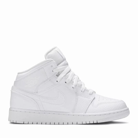 NIKE AIR JORDAN1 MID GS TRIPLE WHITE (NEW) (NEW)