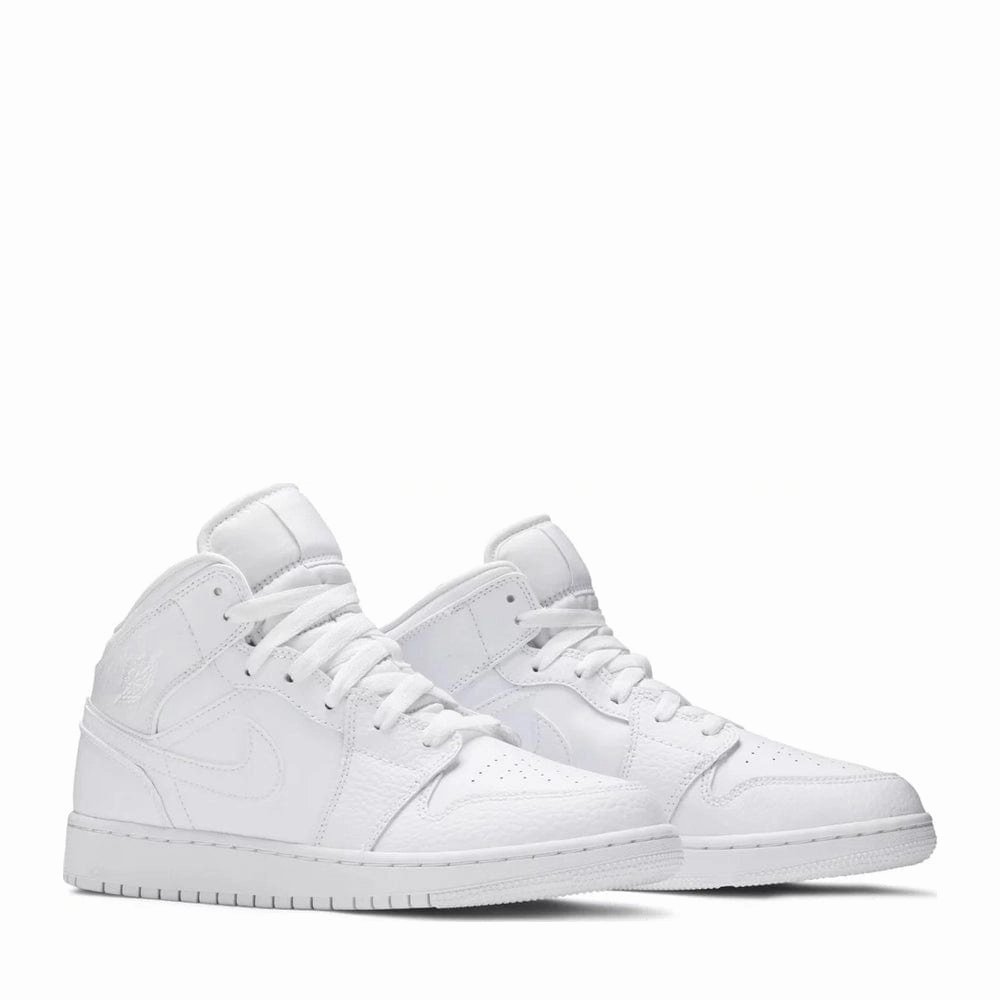 NIKE AIR JORDAN1 MID GS TRIPLE WHITE (NEW) (NEW)