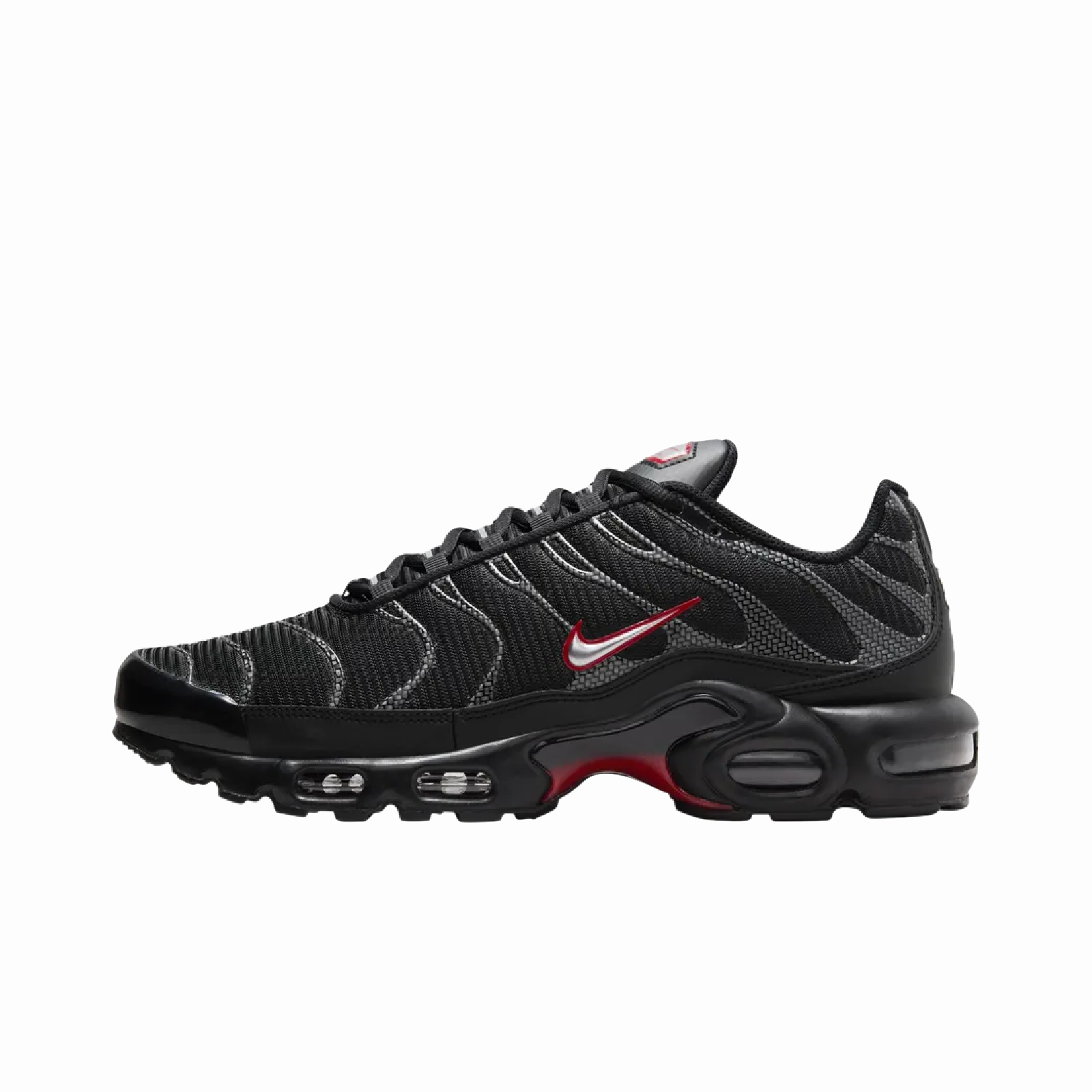 Nike Air Max Plus Black University Red Metallic Silver
