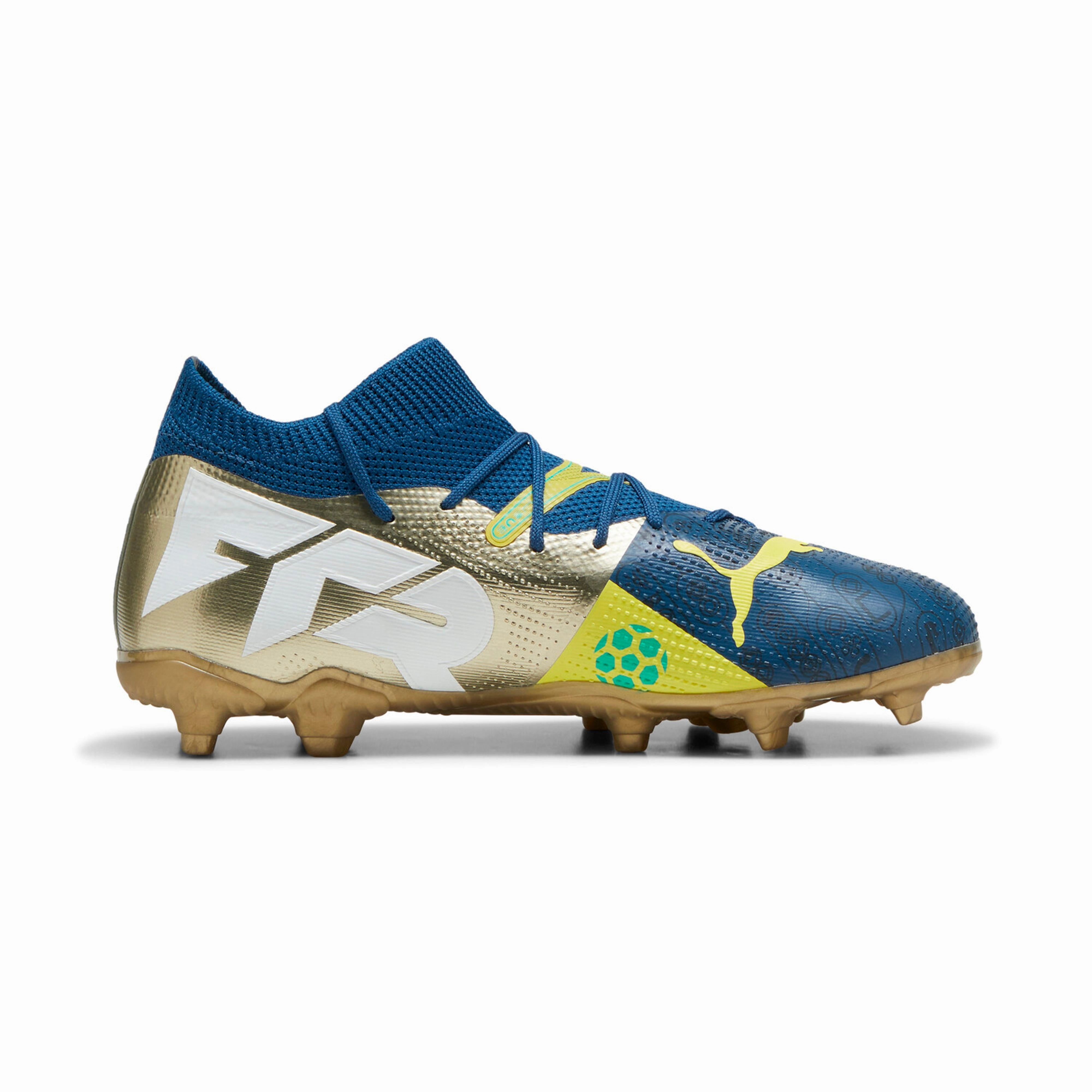 Puma Junior Future 7 Match BNA FG/ AG Firm Ground - Blue/ Yellow/ Green/ Gold