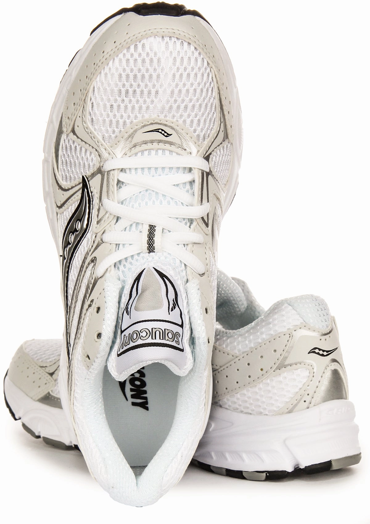 Saucony G Ride Millennium In White Silver Shoes Saucony