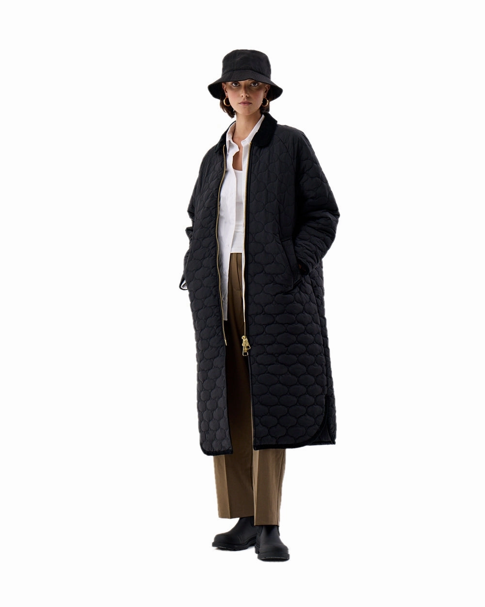 Shoes Hunter Wellies Hunter Womens Fionn Long Quilted Coat