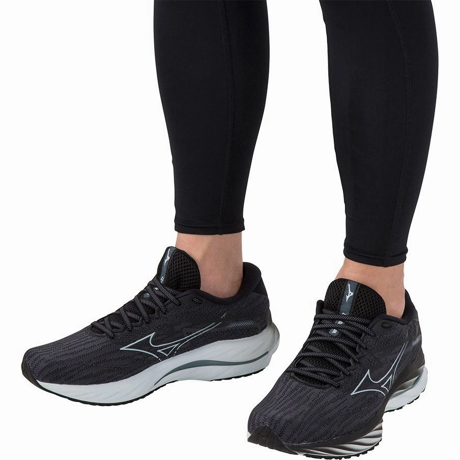 Shoes Mizuno Mizuno Wave Rider 27 WIDE FIT (2E) Mens Running Shoes - Black