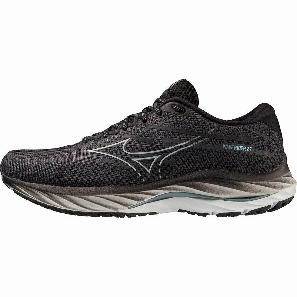 Shoes Mizuno Mizuno Wave Rider 27 WIDE FIT (2E) Mens Running Shoes - Black