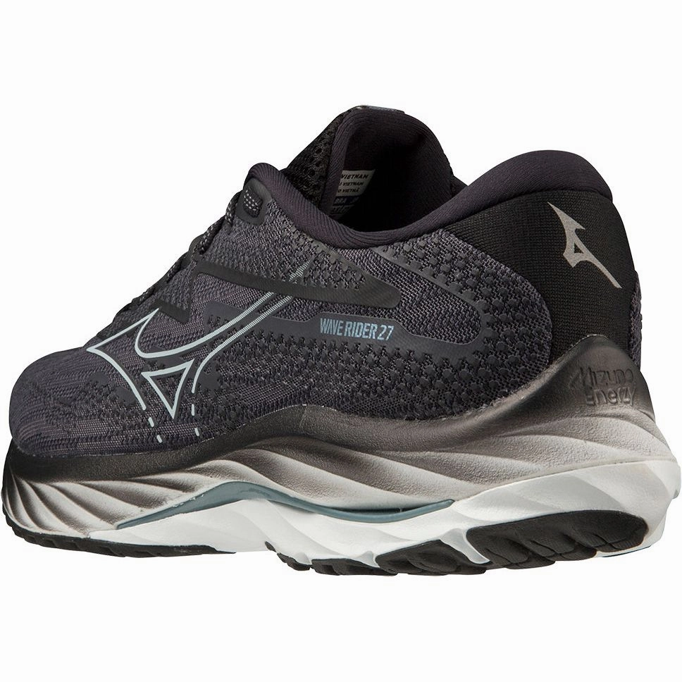 Shoes Mizuno Mizuno Wave Rider 27 WIDE FIT (2E) Mens Running Shoes - Black