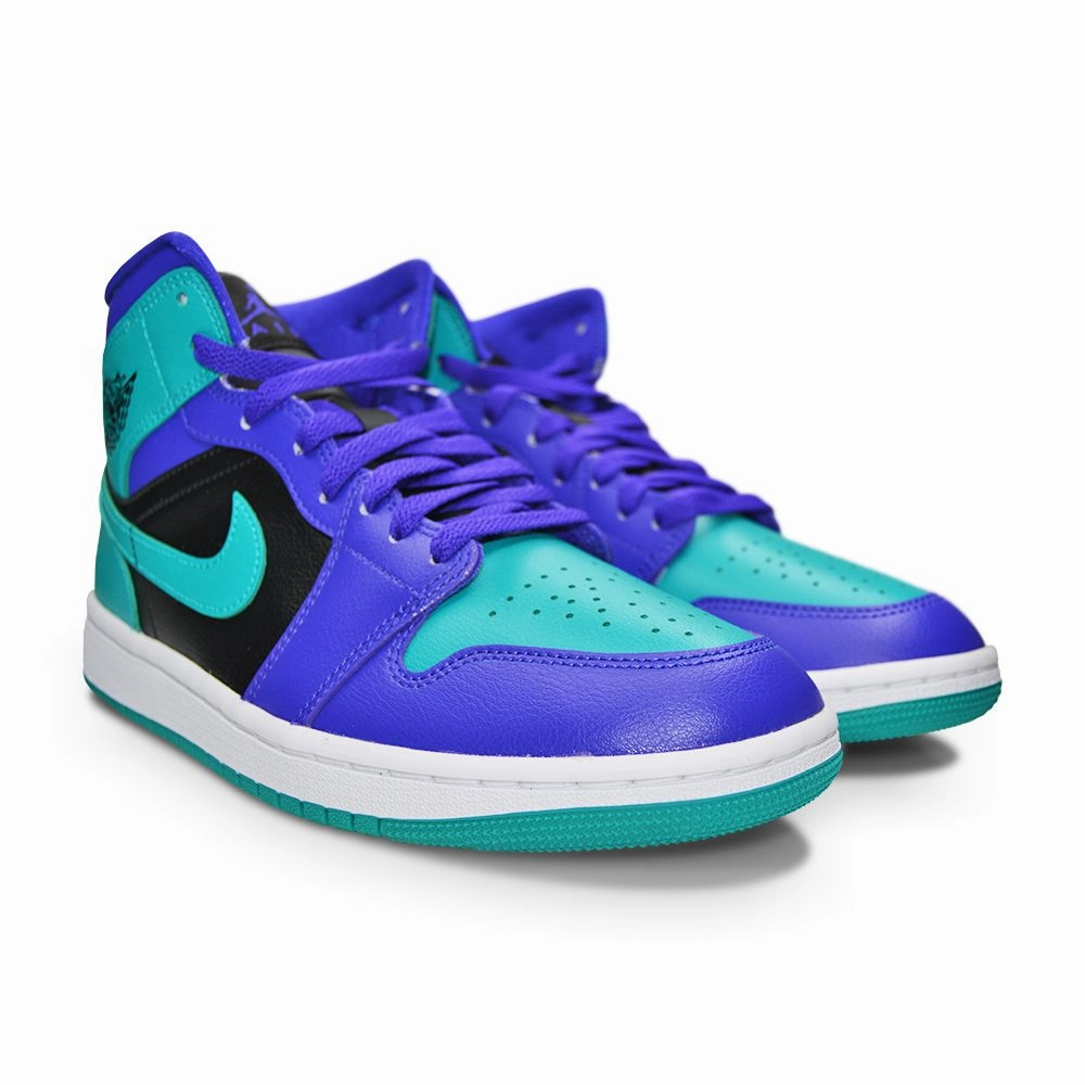 Womens Nike Air Jordan 1 Mid "Black Grape" - BQ6472 502 - Dk Concrd New Emrld Bk