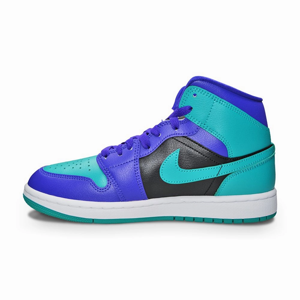 Womens Nike Air Jordan 1 Mid "Black Grape" - BQ6472 502 - Dk Concrd New Emrld Bk